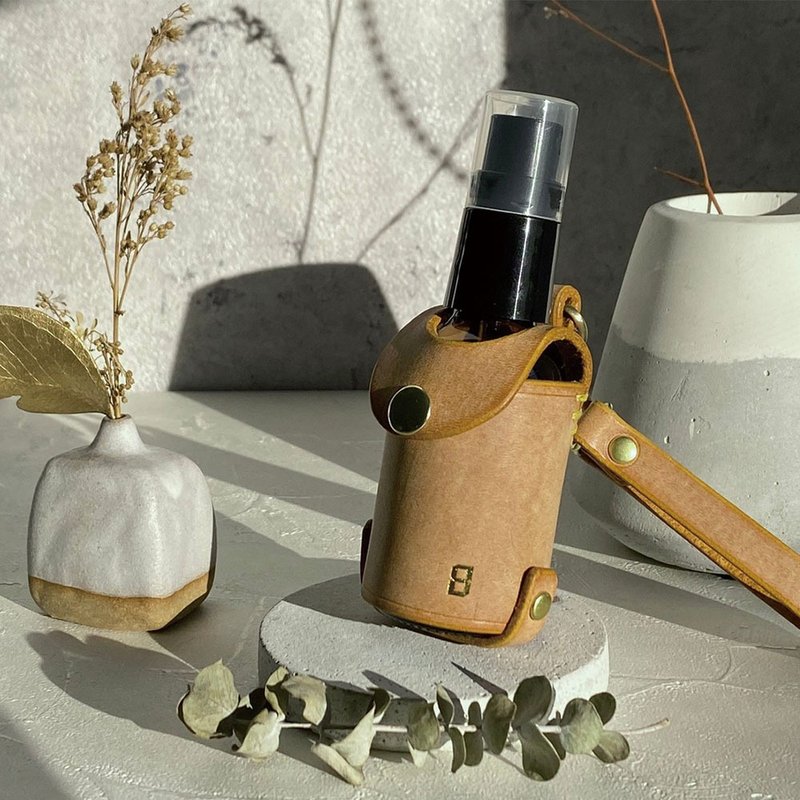 義大利黃色霧蠟革酒精瓶-隨身掛 - 水瓶/水壺 - 真皮 