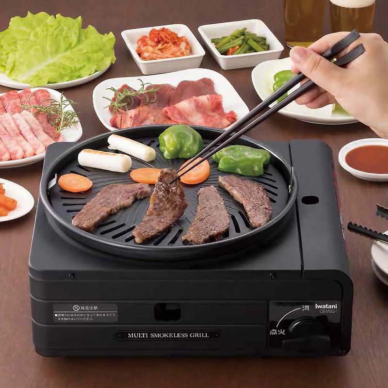 【Iwatani Iwatani】Japanese Multi-function Less Smoke Barbecue Magnetic Gas Oven-1.0kW-Black - ชุดเดินป่า - วัสดุอื่นๆ 
