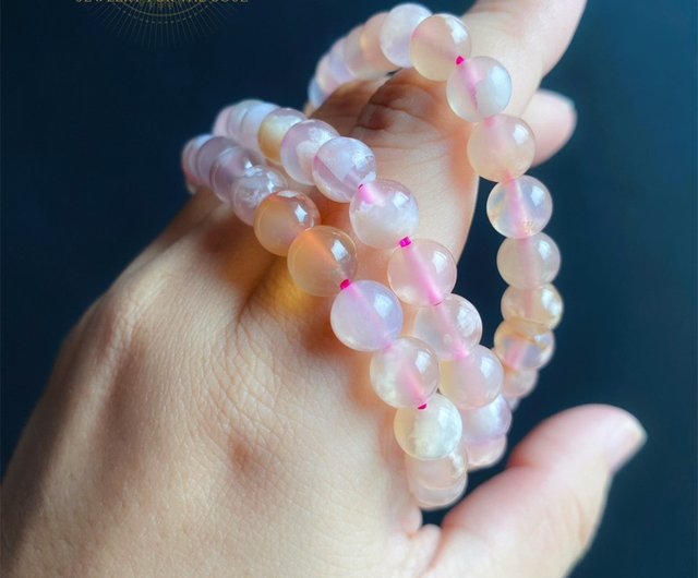 高品質 ピンクの桜瑪瑙ブレスレット 桜瑪瑙ブレスレット 7mm ピンク桜 日本製ブレスレット 天然鉱石