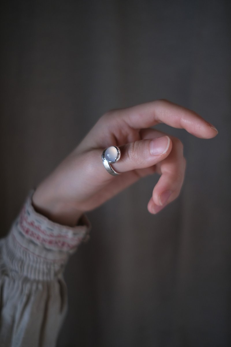 925 Silver agate bezel ring/day and night - แหวนทั่วไป - เงินแท้ 