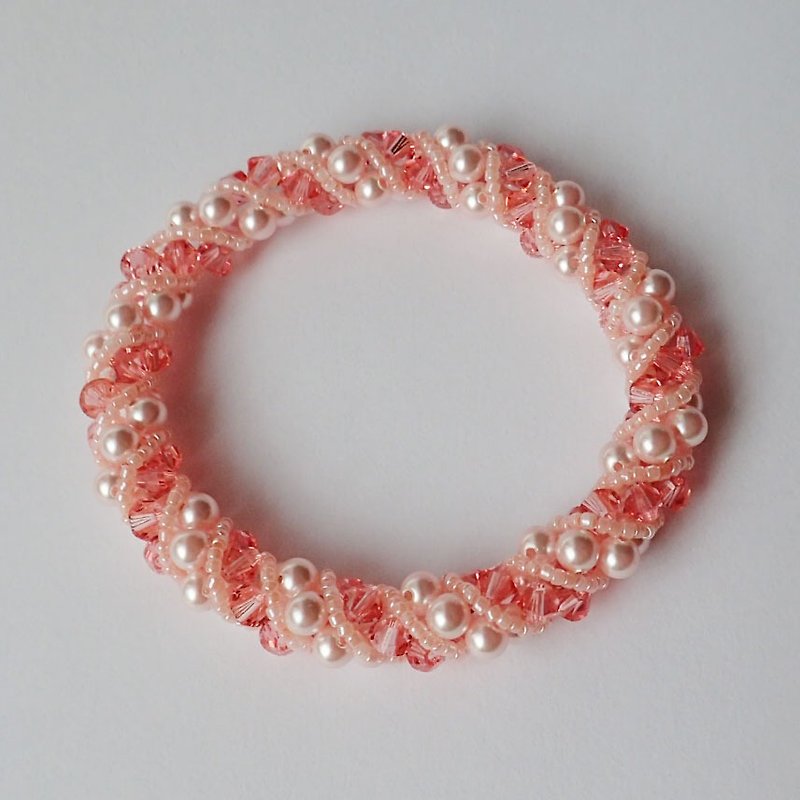 bracelet, with SWAROVSKI ELEMENTS, Rose Peach - Bracelets - Glass Red