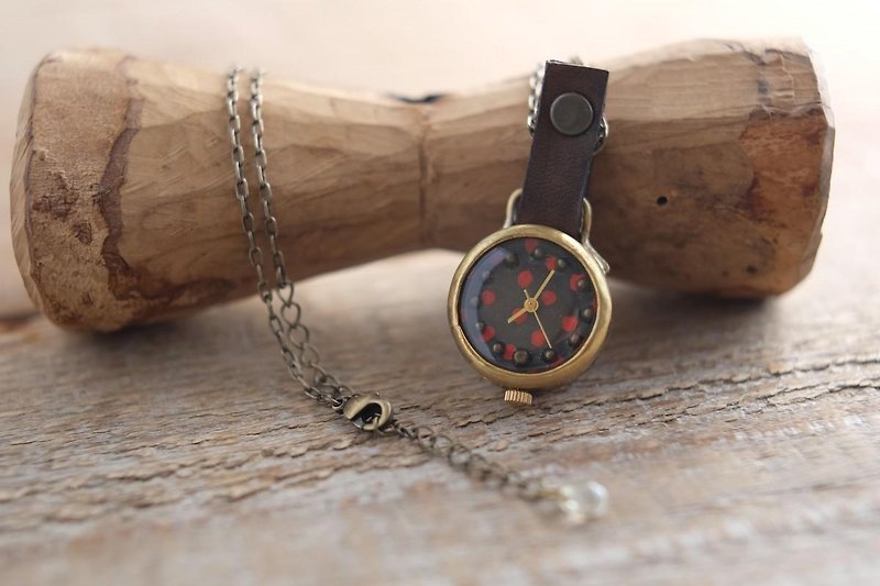 【受注生産】首からさげる時計 r-dot brown n N008 - 腕時計 - 金属 ゴールド