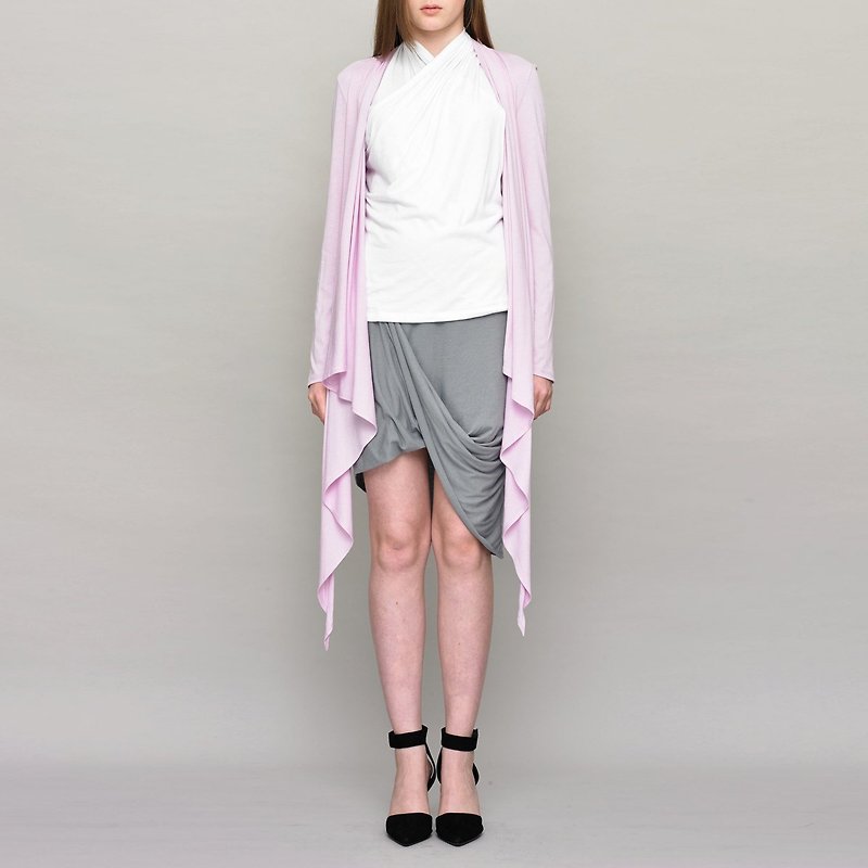 [Seasonal Sale] Pink Multi-Way Cardigan - Women's Casual & Functional Jackets - Cotton & Hemp Pink