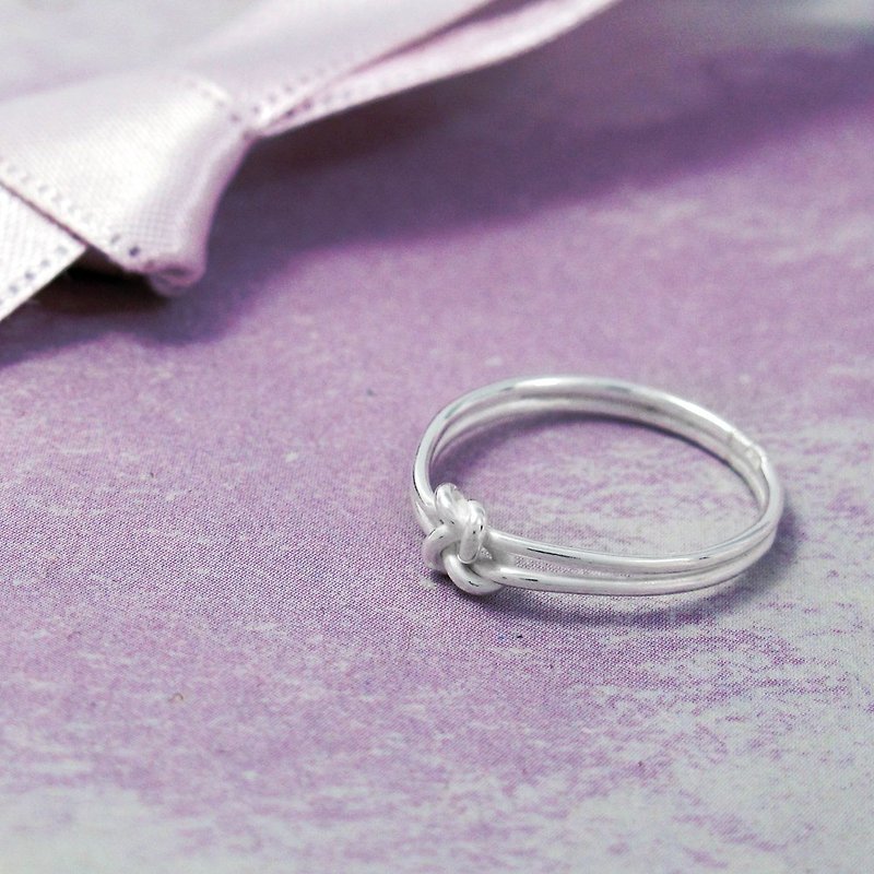 戒指 Shape造型系列-情結 繩結造型 925純銀戒指 - 戒指 - 純銀 灰色