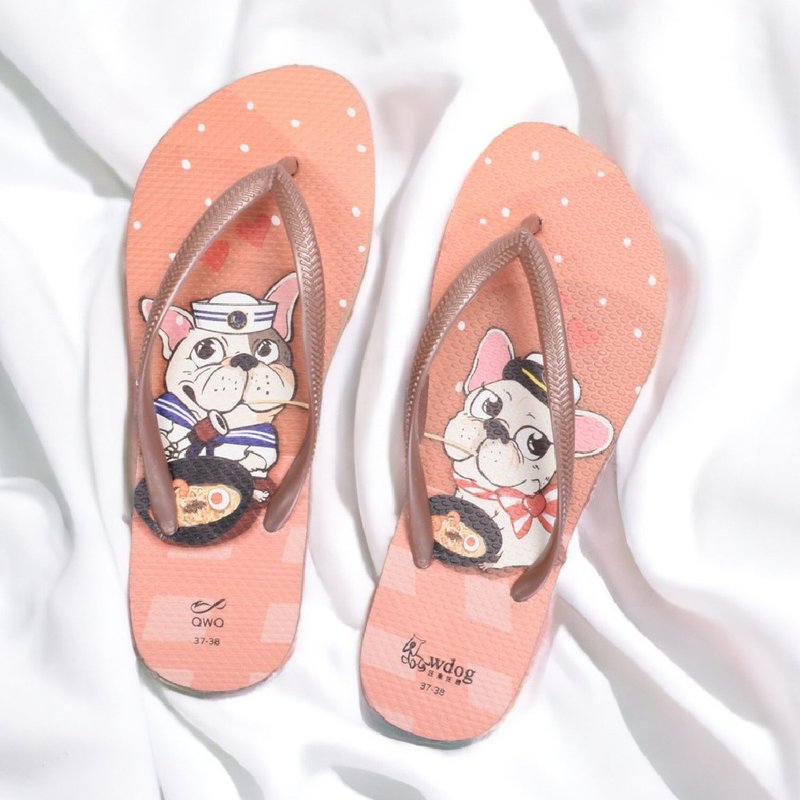 Girls' Dog Fighting Flip-flops Soft Q Anti-slip Couple Style Flip-Flops Wang Lai Wang Qu Deyang - รองเท้าแตะ - ยาง หลากหลายสี