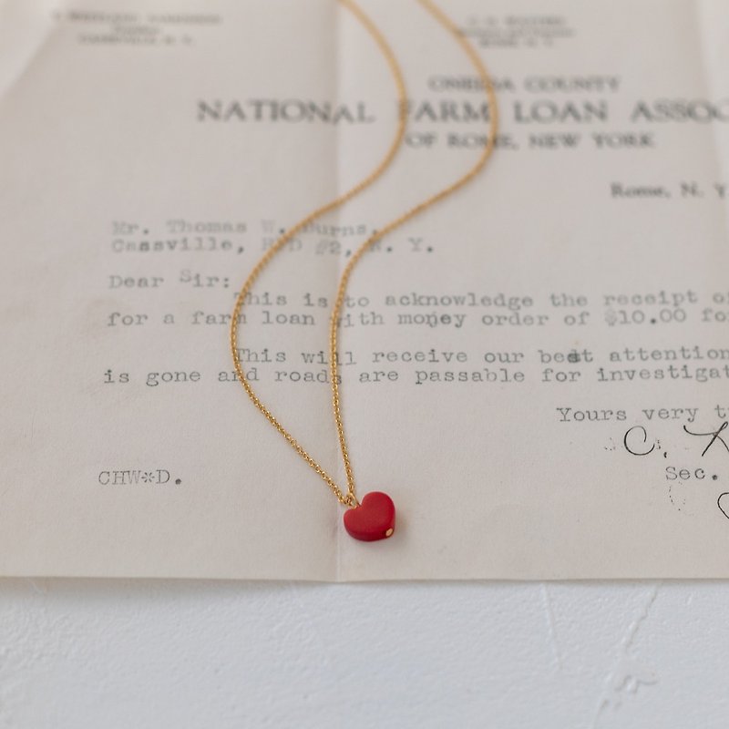 [14kgf] Small heart necklace - สร้อยคอ - ดินเหนียว สีแดง