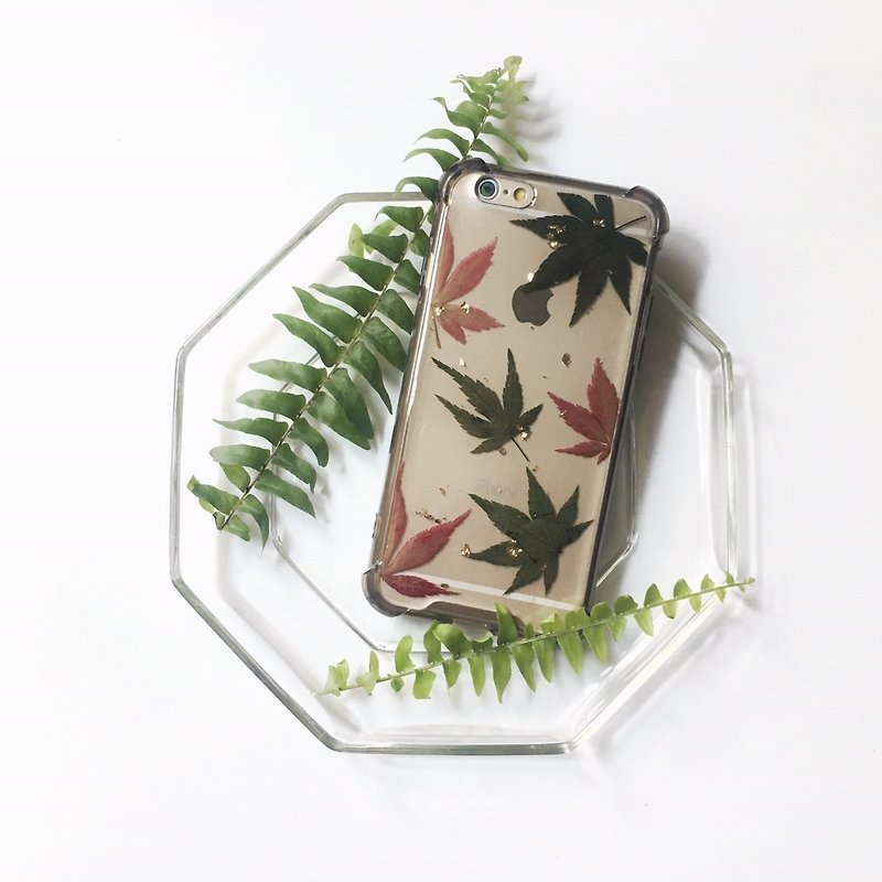 Limited IPHONE 6 Embossed Gold Foil Flower Maple Leaf Transparent Air Shell - Phone Cases - Plants & Flowers Blue