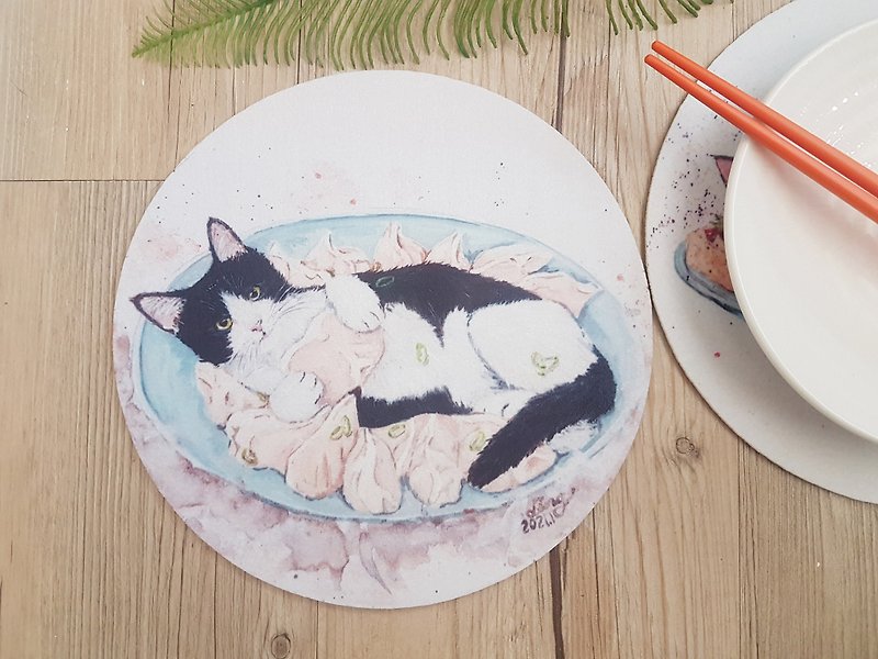 Cat Food-Benshi Cat Dumplings/Insulation Pads/Table Mats/Place Mats/ Pot Mats - ผ้ารองโต๊ะ/ของตกแต่ง - ไฟเบอร์อื่นๆ หลากหลายสี