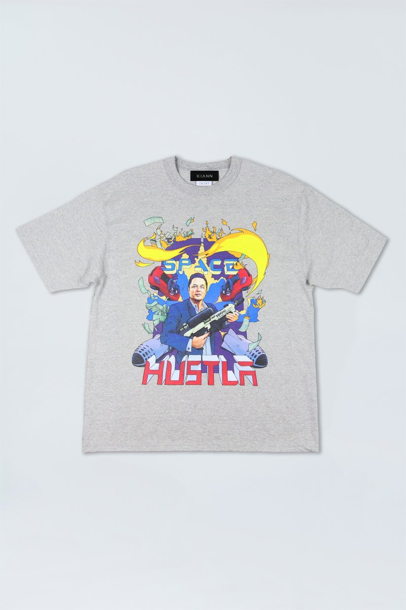 SPACE HUSTLA heavyweight crew neck cotton jersey t-shirt in grey - Men's T-Shirts & Tops - Cotton & Hemp Gray