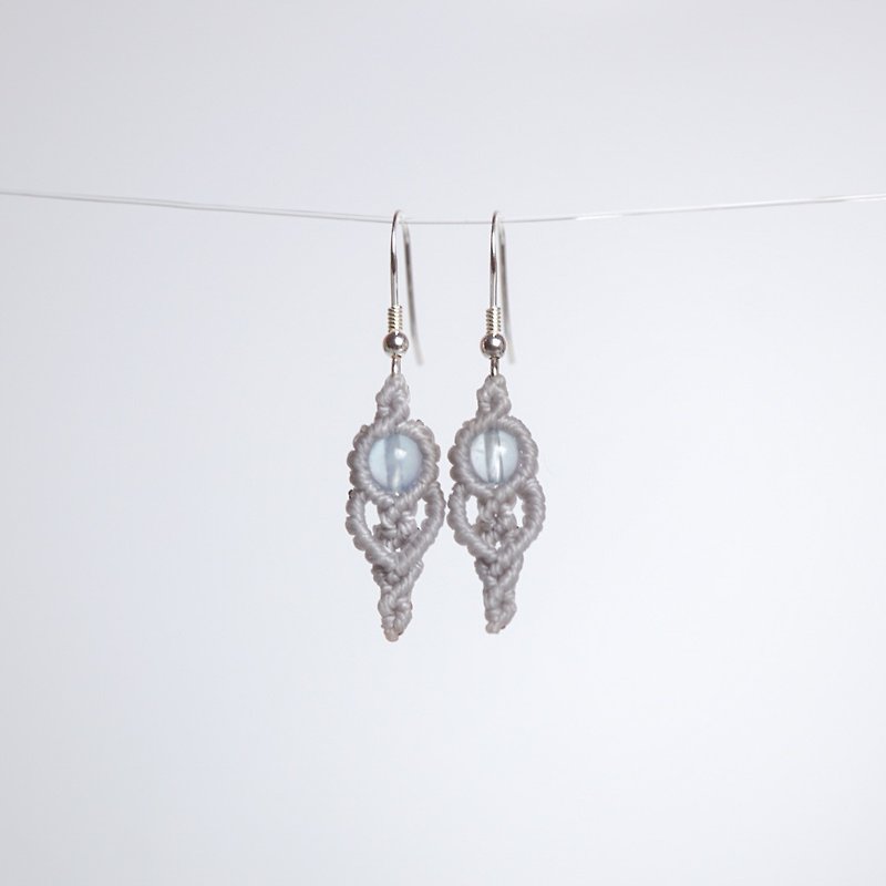 Aquamarine Wax thread braided earrings - Earrings & Clip-ons - Gemstone Blue