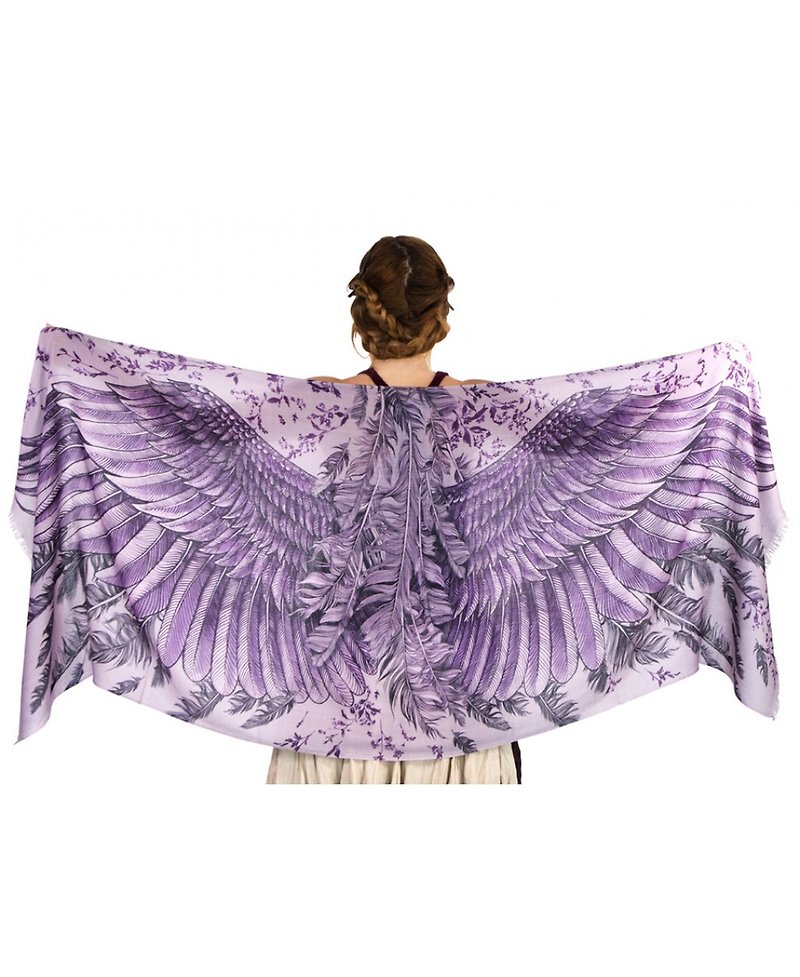 Purple Scarf - Silk Cashmere - ผ้าพันคอ - ผ้าฝ้าย/ผ้าลินิน 