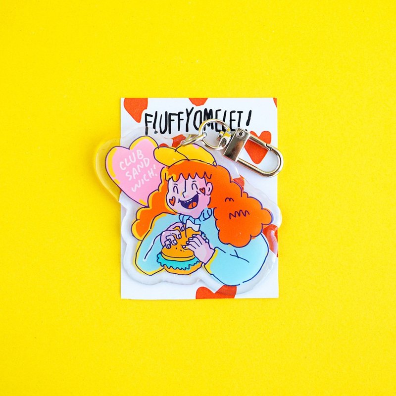 Fluffy Omelet - Keychain / Pin / Phone Grip - CLUB SANDWICH - 胸針 - 壓克力 橘色