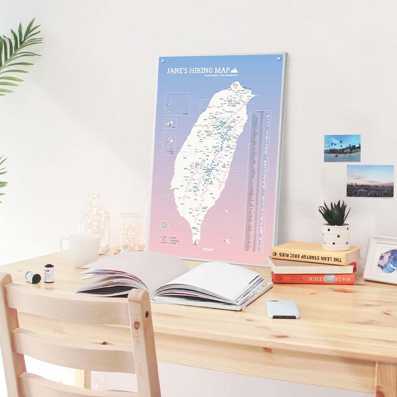 台灣百岳地圖-訂製磁吸系列海報-石英粉(客製化禮物)-IKEA留言板 - 海報/掛畫/掛布 - 紙 粉紅色