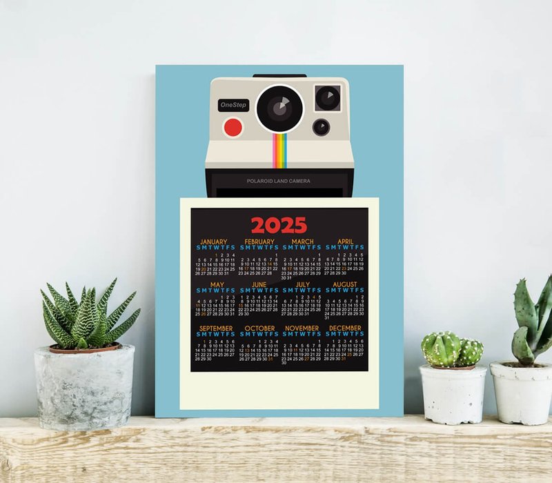 Retro Camera Wall Calendar 2025, Yearly Calendar for Office - 日曆/月曆/年曆 - 紙 