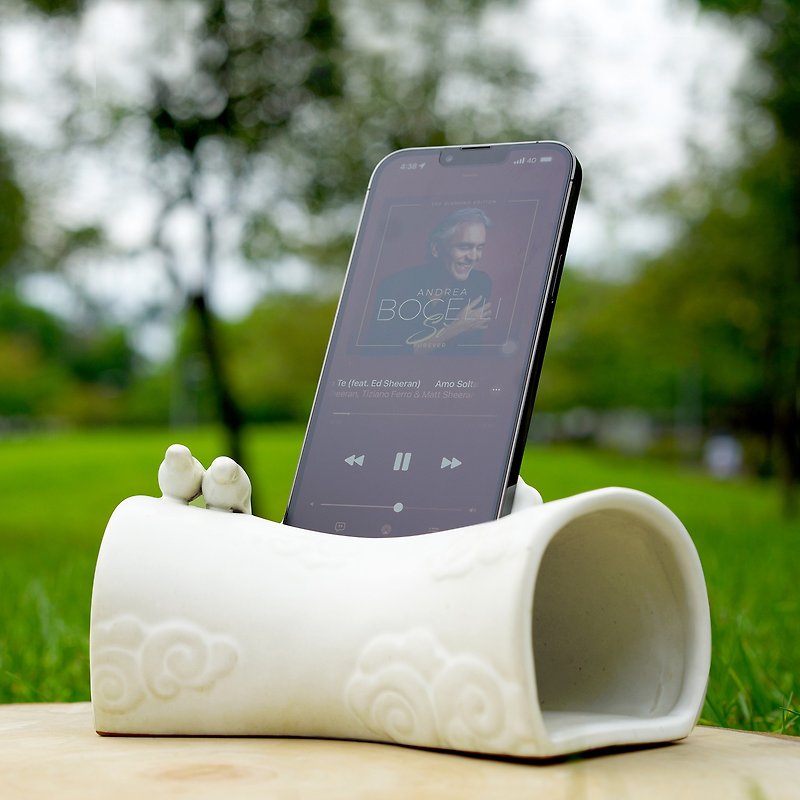 Auspicious Cloud Bird Voice Loudspeaker | White Jade Glaze - Speakers - Pottery 