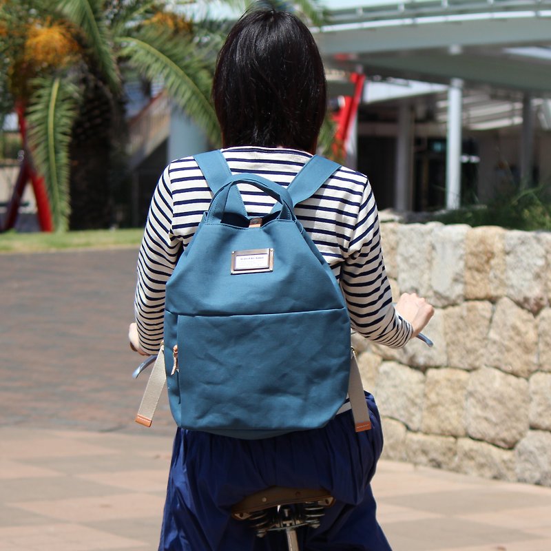 camp: Blue Gray Kurashiki Canvas Backpack - Backpacks - Cotton & Hemp Blue