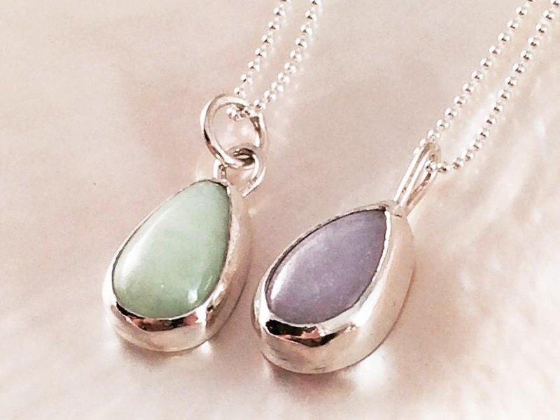 Burmese natural lavender jade Type A ◆ SV pendant - Necklaces - Gemstone Purple