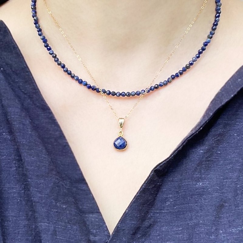 lapis lazuli necklace set - สร้อยคอ - เครื่องประดับพลอย สีน้ำเงิน