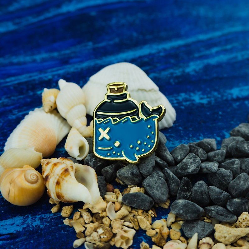 Sea Whale Potion Enamel Pin - Brooches - Other Metals Blue