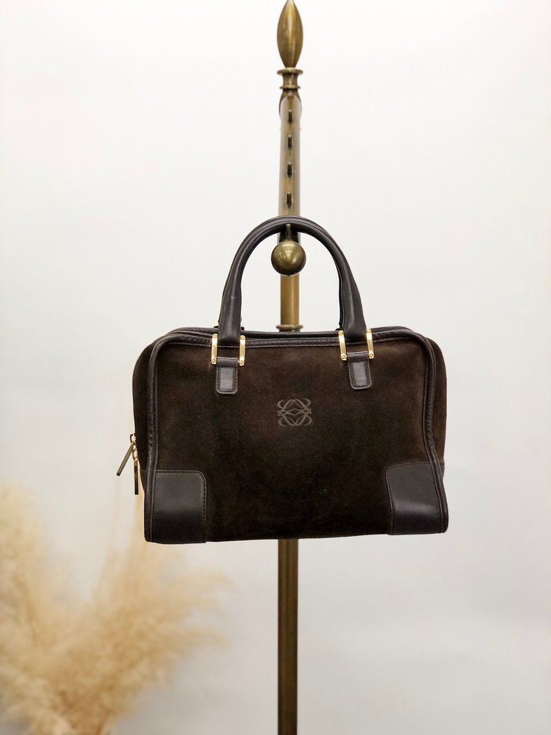 【 日本直送　名牌中古包 】LOEWE ロエベ アマソナ28 ハンドバッグ ブラウン スエード ミニボストン vintage ヴィンテージ 3s6cim - 手提包/手提袋 - 真皮 咖啡色