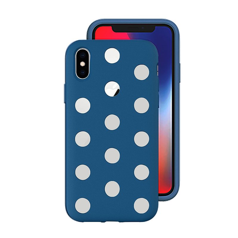 AndMesh-iPhone Xs圓點雙層防撞保護套-鈷藍色(4571384958851 - 手機殼/手機套 - 其他材質 藍色