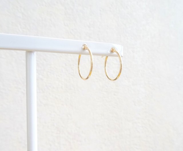 K18 Skin Jewelry - 18K Solid Yellow Gold Delicate Tubular Hoop