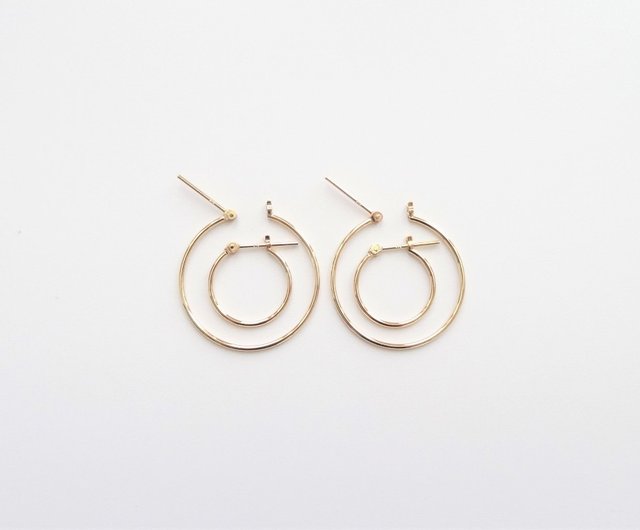 K18 Skin Jewelry - 18K Solid Yellow Gold Delicate Tubular Hoop