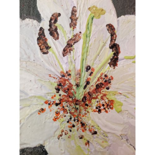 ユリの花のオリジナルアートフレーム絵画インパストテクスチャ表面