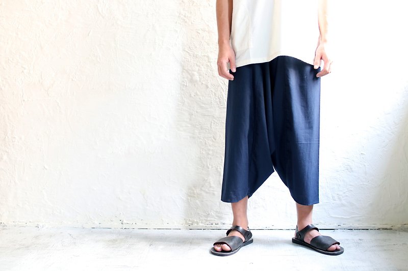 Omake LISU PANTS - กางเกงขายาว - ผ้าฝ้าย/ผ้าลินิน สีน้ำเงิน
