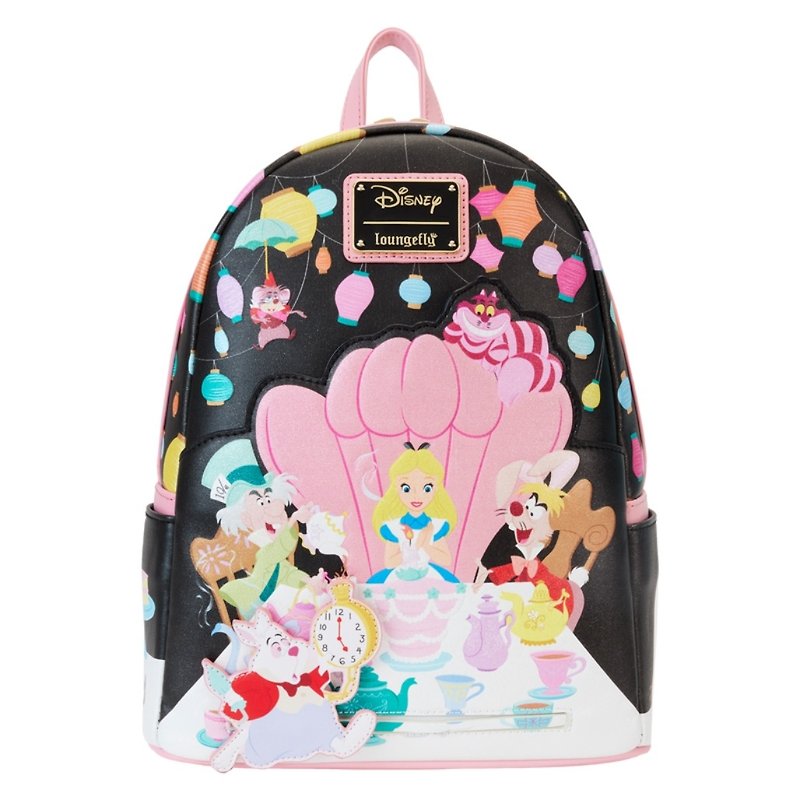 Loungefly Disney Alice in Wonderland Birthday Style Mini Backpack - กระเป๋าเป้สะพายหลัง - หนังเทียม สีดำ