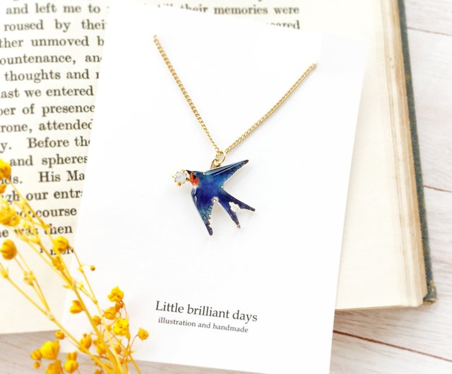 swallow necklace つばめネックレス 青い鳥 春 - ショップ Little