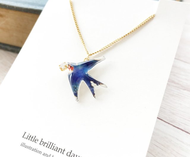 swallow necklace つばめネックレス 青い鳥 春 - ショップ Little