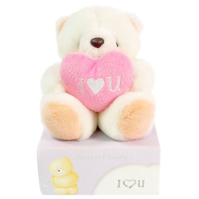 4.5吋/Pink Heart White Velvet Bear [Hallmark-ForeverFriends Fluffy-Lover Series] - ตุ๊กตา - วัสดุอื่นๆ ขาว