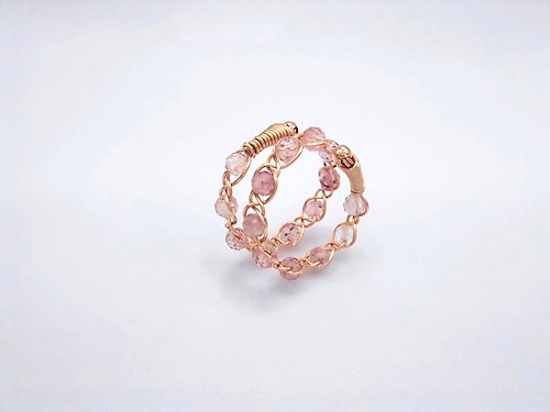THEA Braided系列 | 草莓晶、金色、金屬編織、可調圍戒指