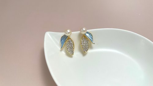 Athena珍珠設計 Akoya 天然海水珍珠 琺琅彩 耳環