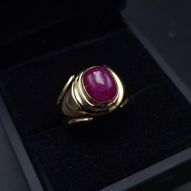 Unheated Untreated Ruby Ring mens Ring Wedding Gold rings 18k Yellow Gold Ring - 戒指 - 寶石 紅色