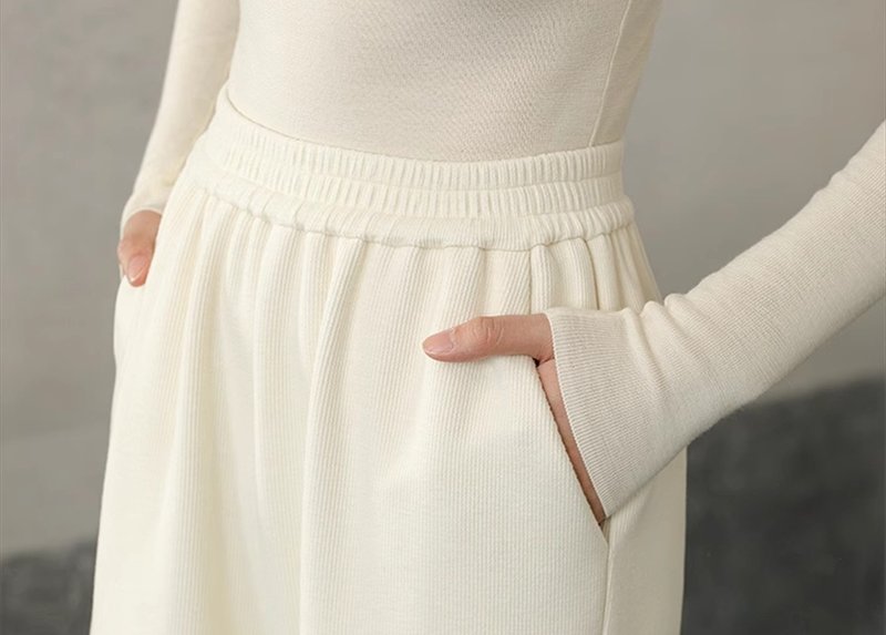 New Chinese style loose temperament skin-friendly straight trousers - กางเกงขายาว - วัสดุอื่นๆ ขาว