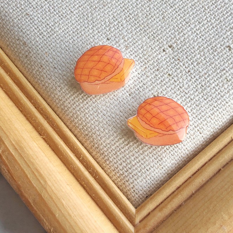 HKPaletteEarring - 菠蘿油(耳環) - 耳環/耳夾/耳骨夾 - 樹脂 黃色