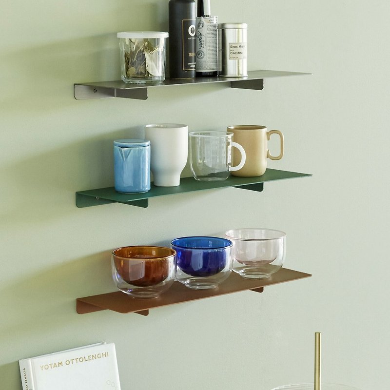 【Hübsch】－021311 Brown metal multi-functional wall-mounted shelf storage rack New Year gift - ชั้นวาง/ตะกร้า - โลหะ สีนำ้ตาล