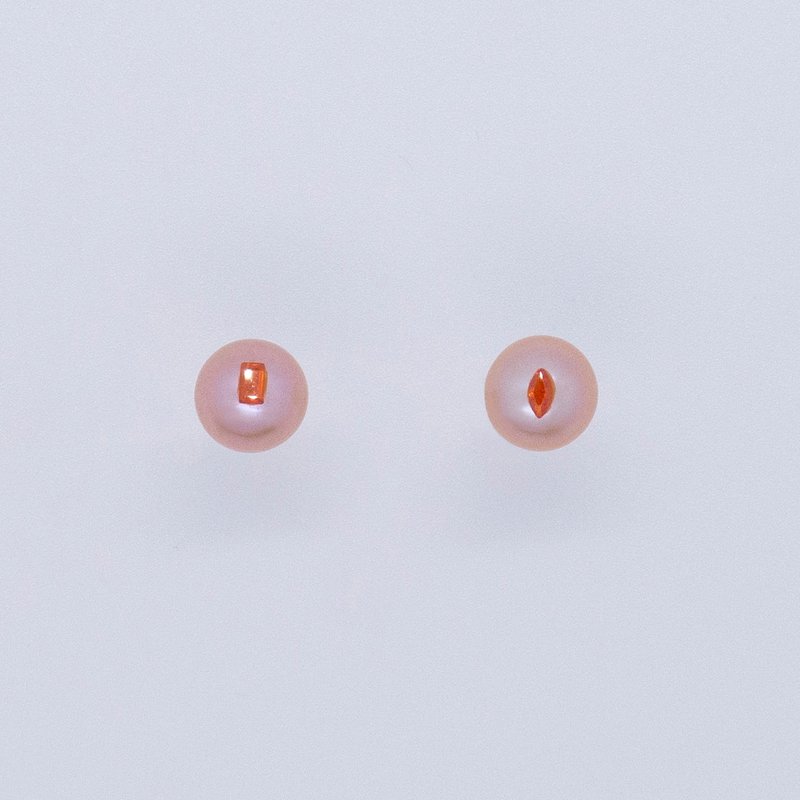 Multiverse - Classic 7mm CZ Peach Pearl Earrings (Vermillion) - Earrings & Clip-ons - Sterling Silver Silver