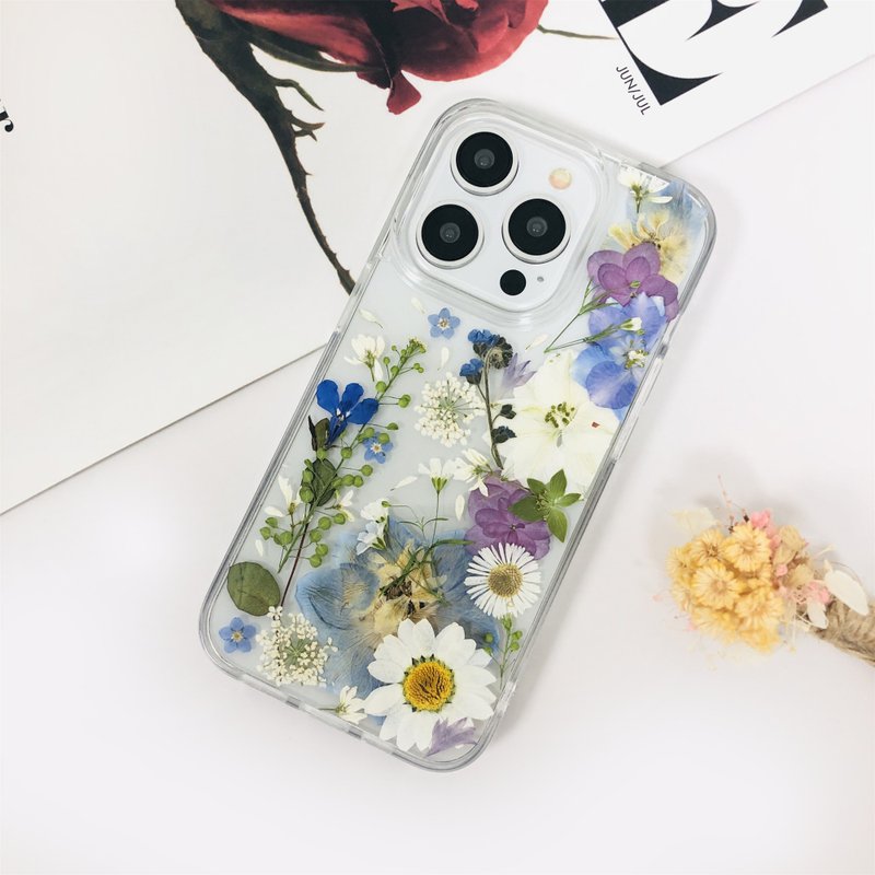 天然小花卉押花手機殼適用於iPhone 16e Samsung S25 Ultra - 手機殼/手機套 - 植物．花 