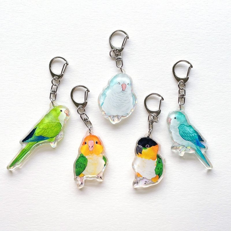 Rolia's Handmade Monk Parrot Keck Parrot Epoxy Acrylic Acrylic - ที่ห้อยกุญแจ - อะคริลิค 