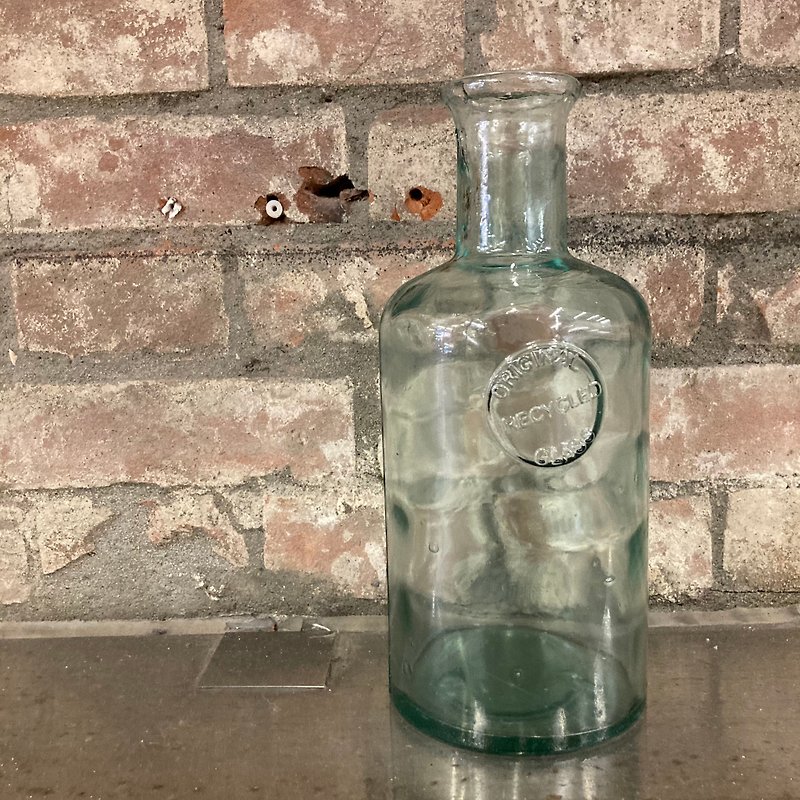 湖水綠大口徑環保綠玻璃花瓶 花器 水耕栽培瓶 - 花瓶/陶器 - 玻璃 
