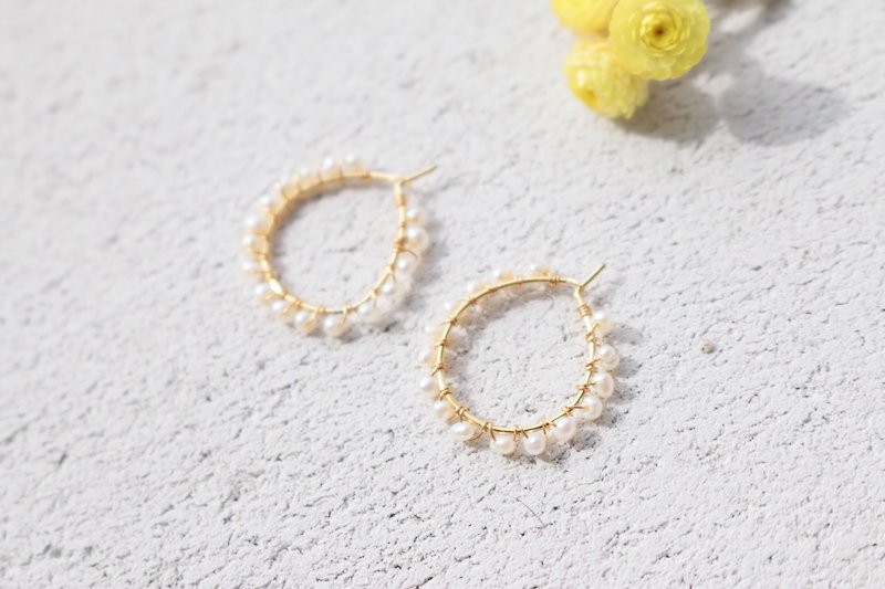珍珠 耳環 1133-生日快樂 - 耳環/耳夾 - 寶石 白色