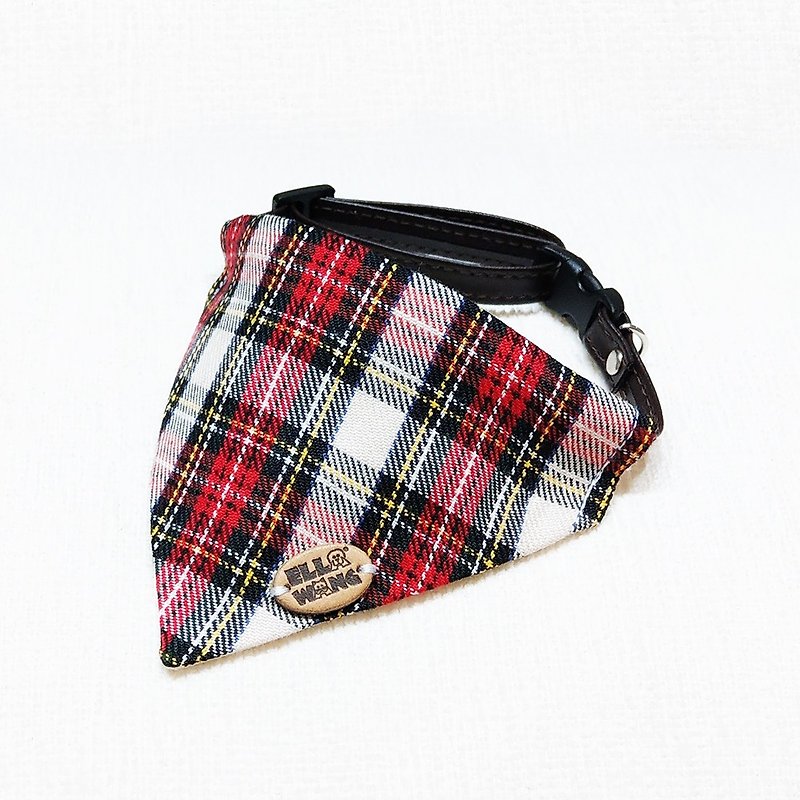Ella Wang Design Scarf Pet Check Scarf for Cats and Dogs - Collars & Leashes - Cotton & Hemp Red