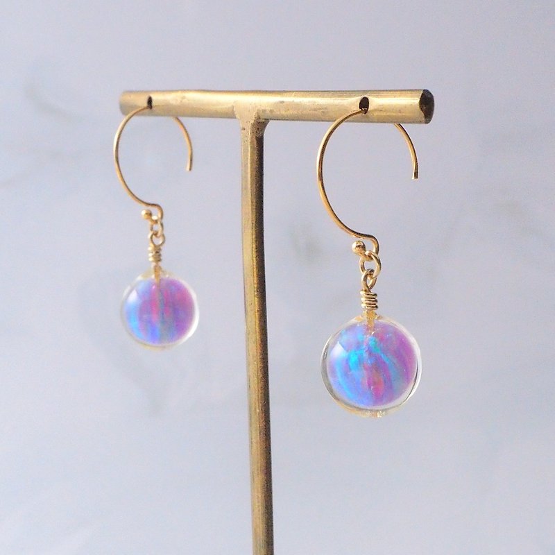 Drop Kyoto Opal Purple - 耳環/耳夾 - 其他材質 多色