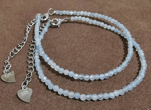 limpid jewelry 天然海藍寶|925銀 極細手鍊 手作 客製化 三月誕生石|