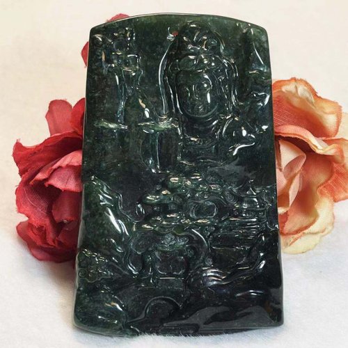 多寶晶石 多寶晶石/天然翡翠A貨山水觀音/藍水觀音/觀音牌/緬甸藍水/附證書