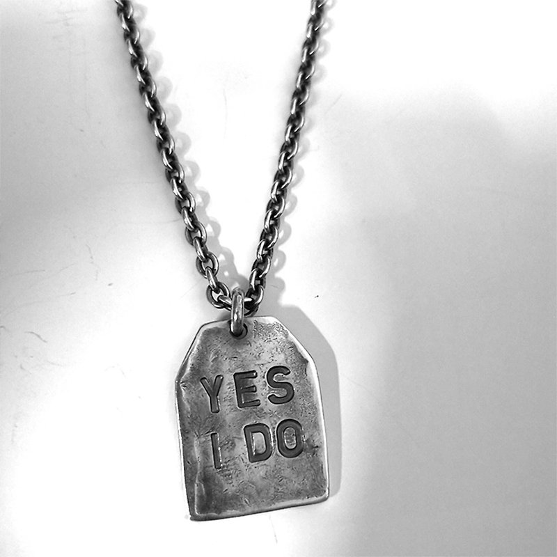 Original 99 pure Silver pendant necklace handmade fashion personality street minority male and female couple silver lettering can be customized - สร้อยคอ - เงิน สีเงิน