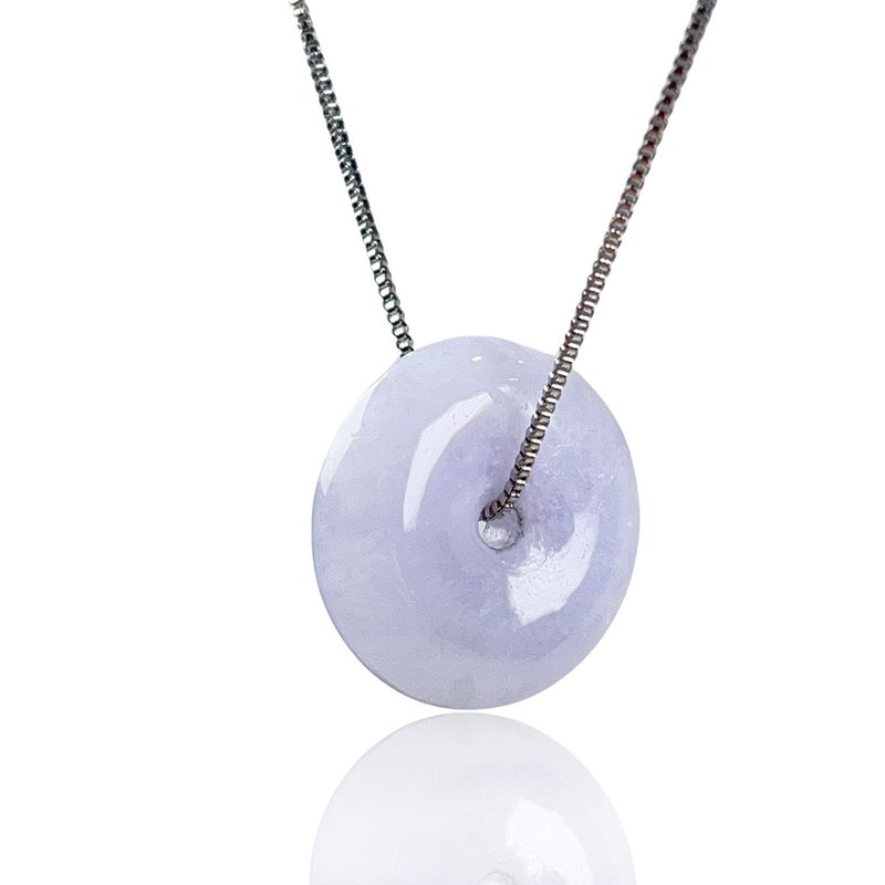 【May ‧Peace】Violet Jade Peace Buckle Necklace | Natural Burmese Jade Grade A Jadeite | Gift - Necklaces - Jade Purple